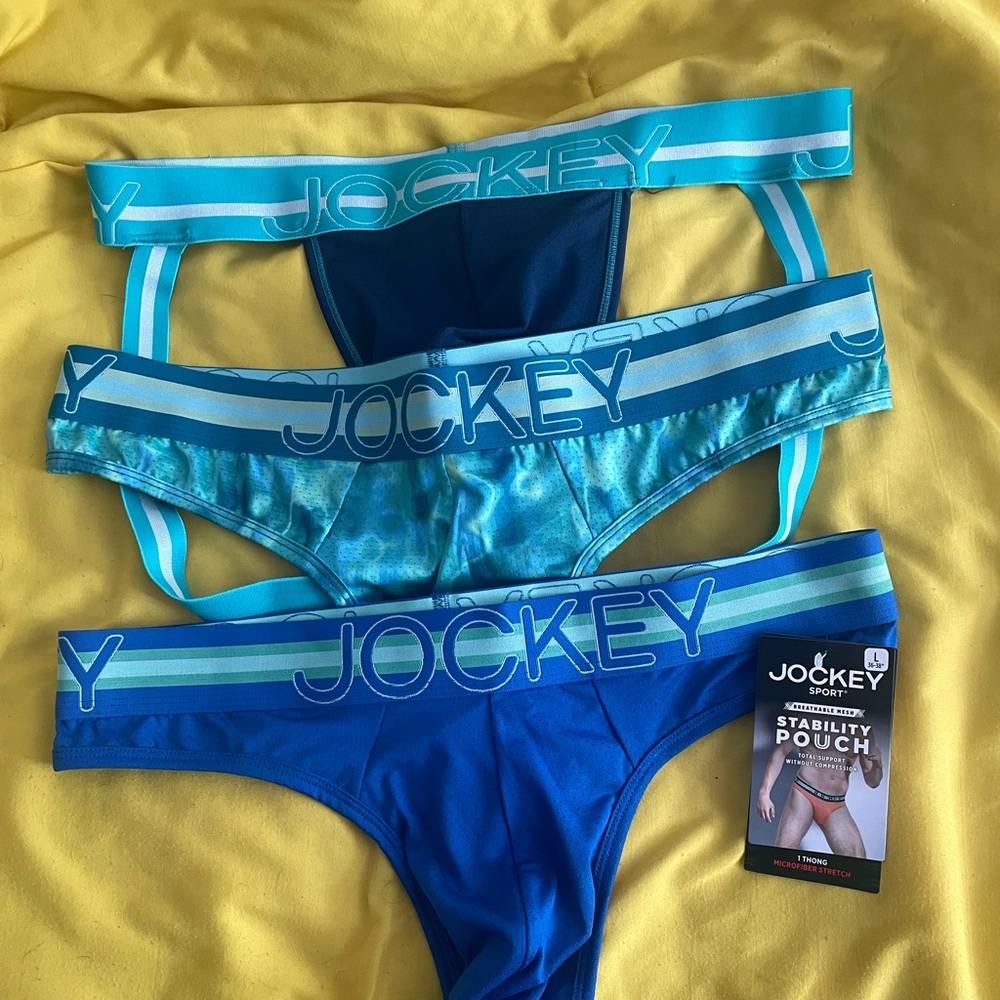 Jockey Men's Thongs/ Jock in Blue/ Teal Shades